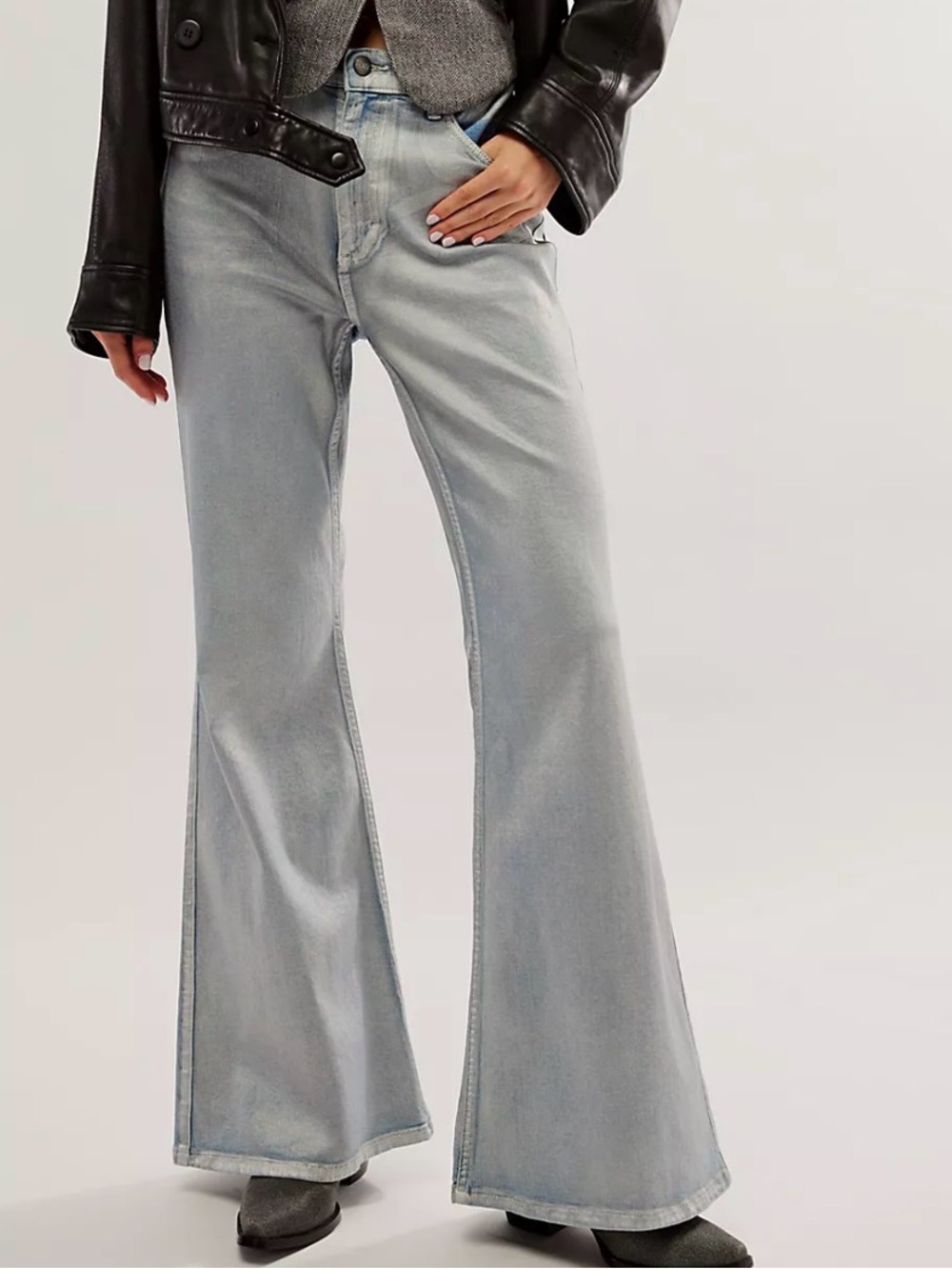 NWT Anthropology w/ Lee High Rise Metallic Flare Jeans Retail - $118